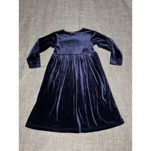 My Twin Girls Navy Blue Velvet Long Sleeve Dress Size S 5-6 Years